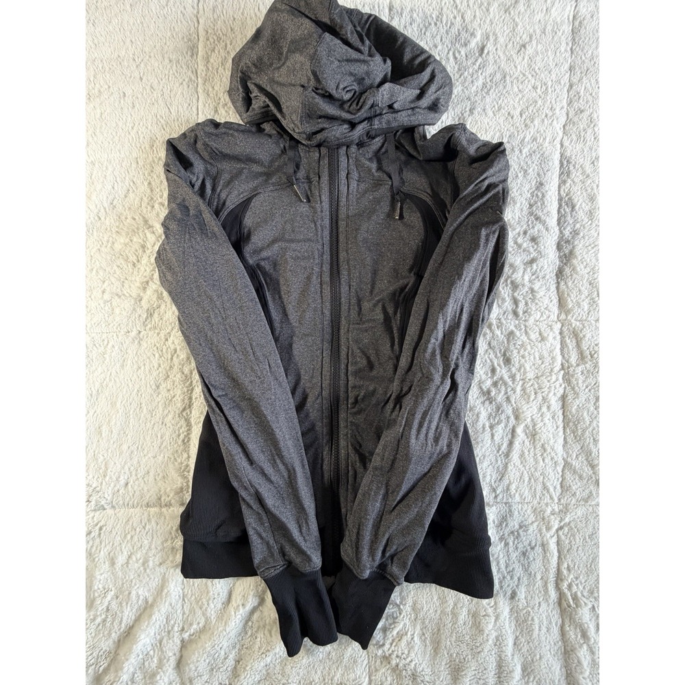 Lululemon Dance Studio Jacket Womens 4 Black Hooded Full Zip Thumbholes